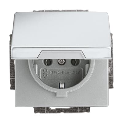 BUSCH-JAEGER 20 EUK-866 SCHUKO® Steckdosen-Einsatz mit Klappdeckel edelstahl - pur edelstahl matt