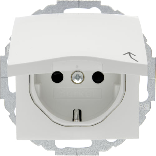 BERKER 47448989 Steckdose SCHUKO mit Klappdeckel und erh. BS Serie S.1/B.3/B.7 polarweiß glänzend