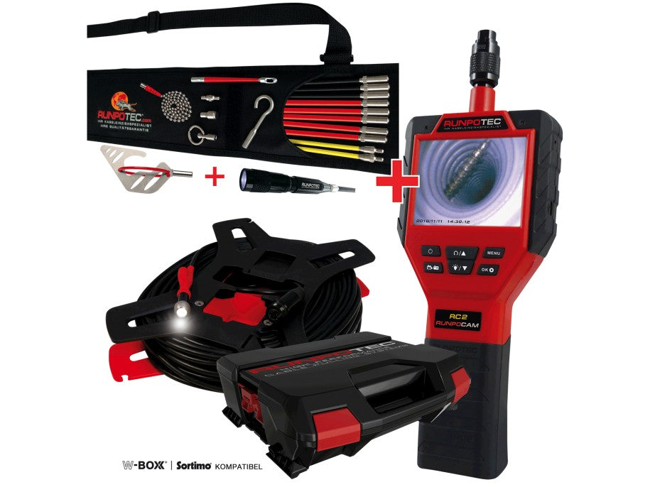 RUNPOTEC 11137 RC2 Inspektionskamera 30 m + RUNPOSTICKS Comfort Paket 19-teilig
