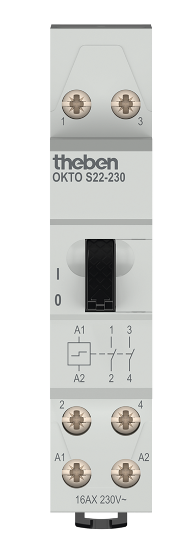 Theben OKTO S22-230, Elektromechanischer Stromstoßschalter mit 2 Kanälen/Kontakten (Schließer).