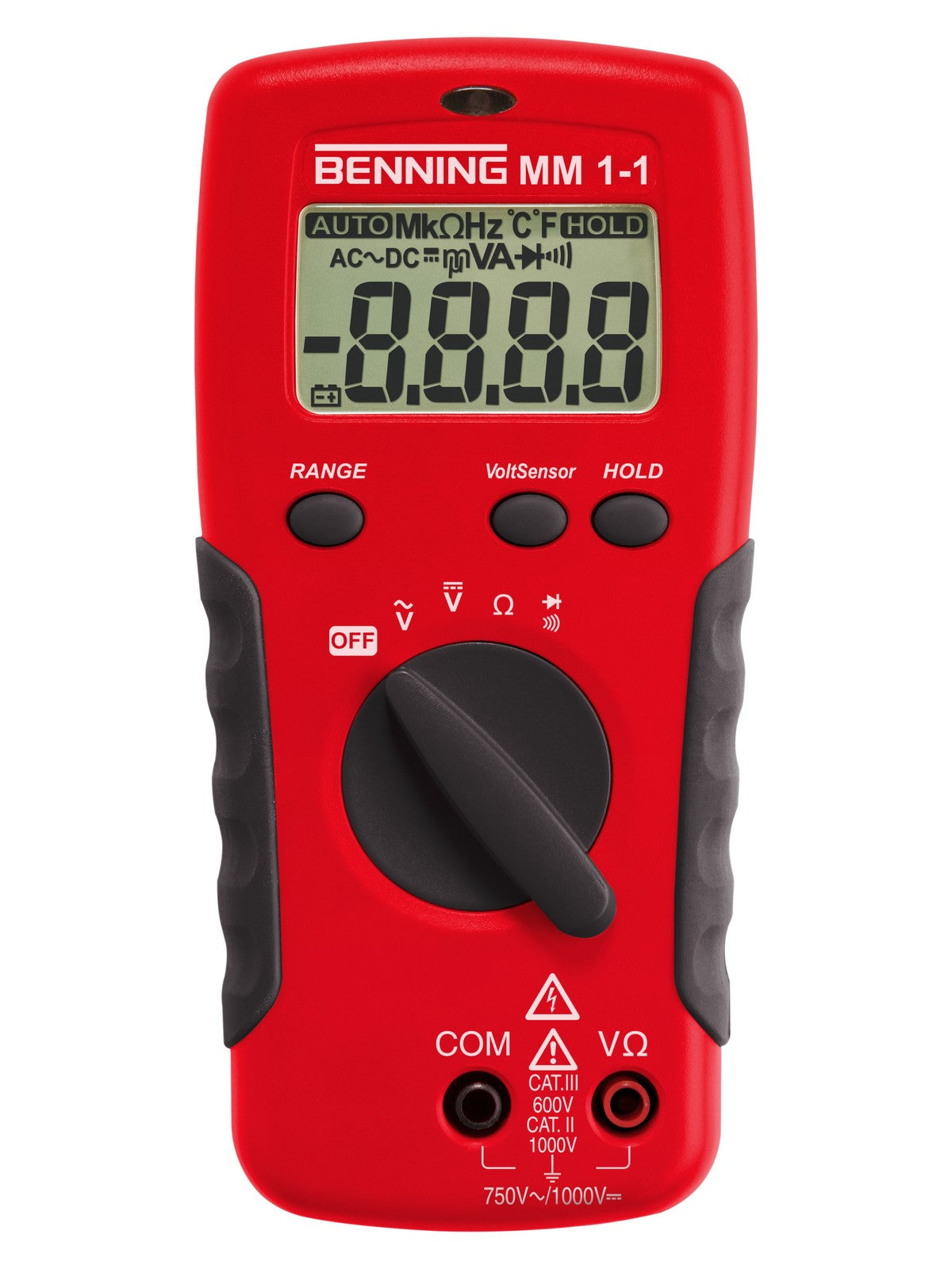 Digital-Multimeter MM 1-1 von Benning mit berührungslosem Voltsensor.