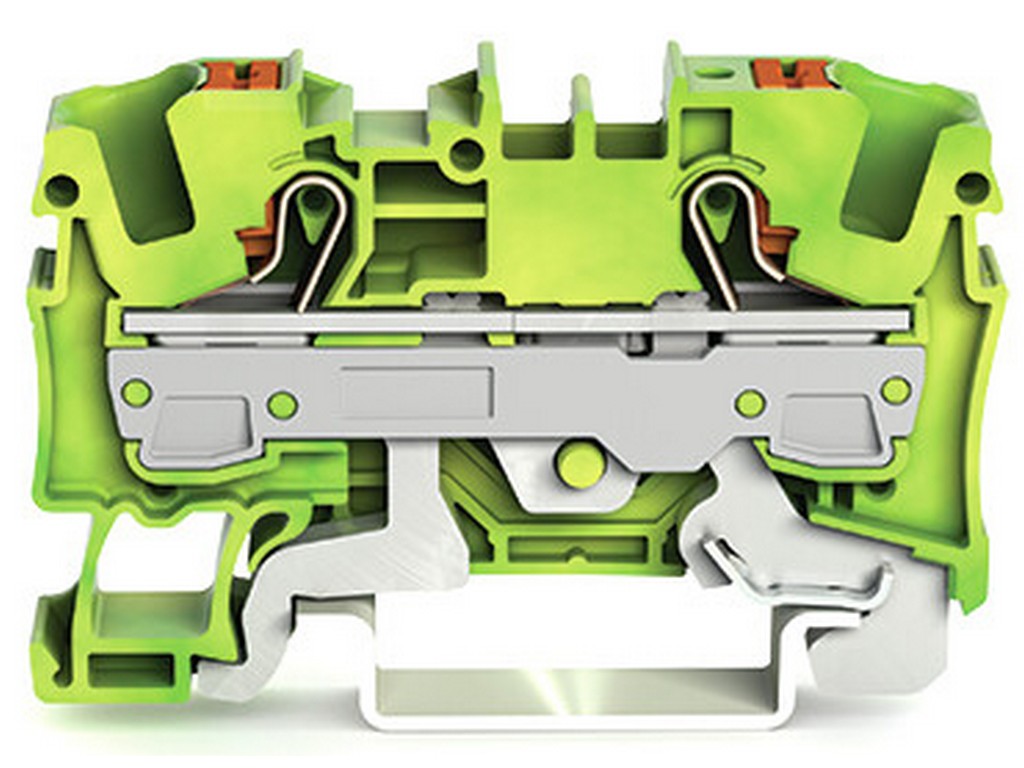 WAGO 2206-1207 2-Leiter-Schutzleiterklemme mit Drücker 6 mm² mit Prüföffnung Push-in CAGE CLAMP® grün-gelb