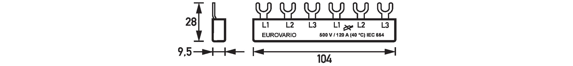 Doepke Doepke Gabelsammelschiene 3p, 6 TE, 63 A ((L1, L2, L3) x 2)