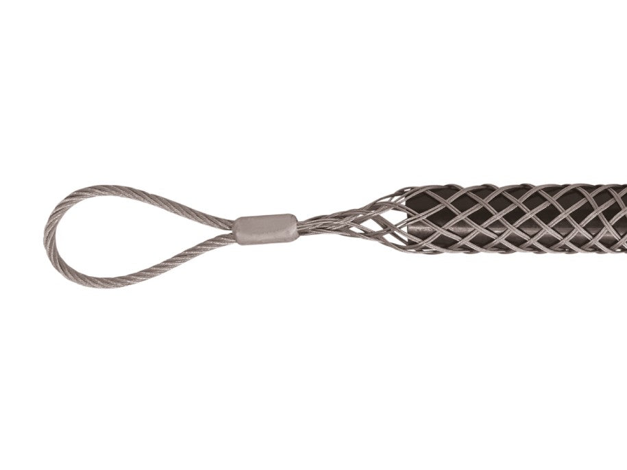 Kabeleinziehstrumpf mit Schlaufe. Gefertigt aus flexiblem, robustem und verzinkten Doppel-Stahlgeflecht. Das rückgeflochtene Kabelziehstrumpfende bietet einen höheren Sicherheitsstandard. Die Kabelziehstrumpf Serie mit Schlaufe eignet sich perfekt in Kombination mit den RUNPOTEC Zugseilen und der Kabelziehwinde CW 800 E. 
