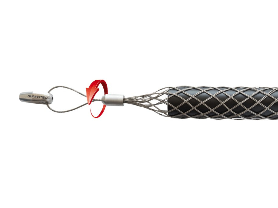 RUNPOTEC 20437 Kabelziehstrumpf mit Schlaufe und Gewinde, für Kabel mit Ø 40-50mm. Kabeleinziehstrumpf mit Schlaufe und RUNPOTEC Gewinde RTG Ø 12 mm und RTG 6 mm inklusive Drallausgleich.