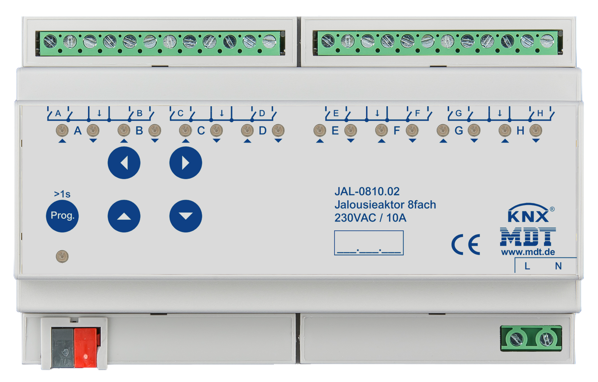 MDT Jalousieaktor 8-fach, 8TE, REG, 10A, 230VAC