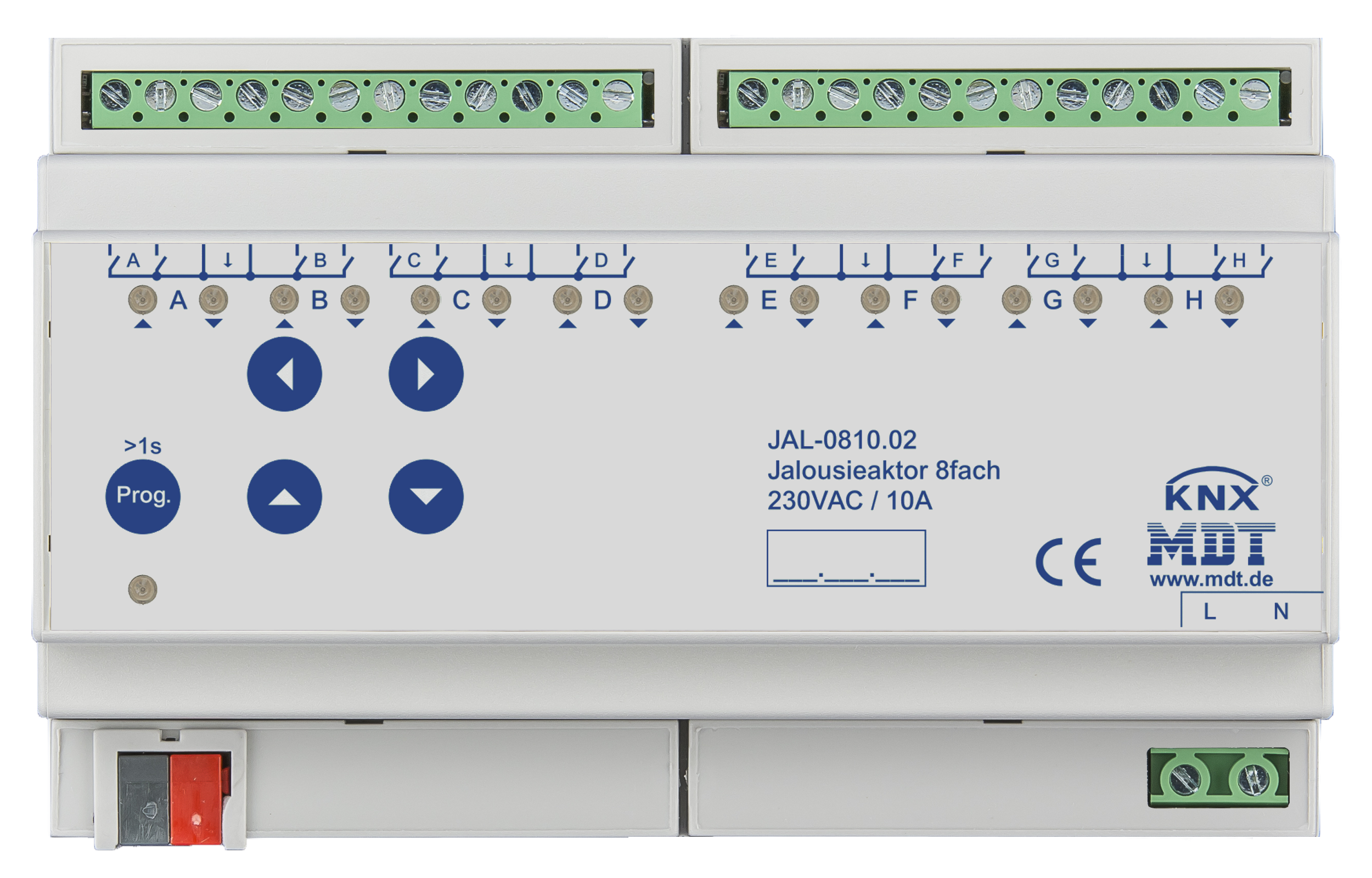 MDT Jalousieaktor 8-fach, 8TE, REG, 10A, 230VAC