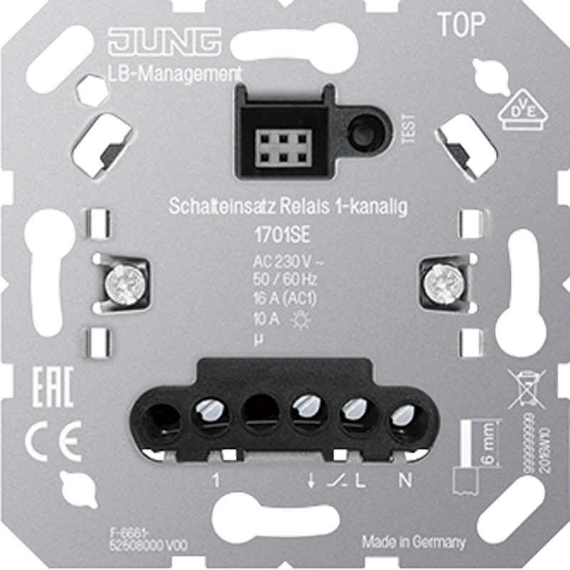 JUNG Schalteinsatz Relais 1-kanalig, mit Nebenstelleneingang