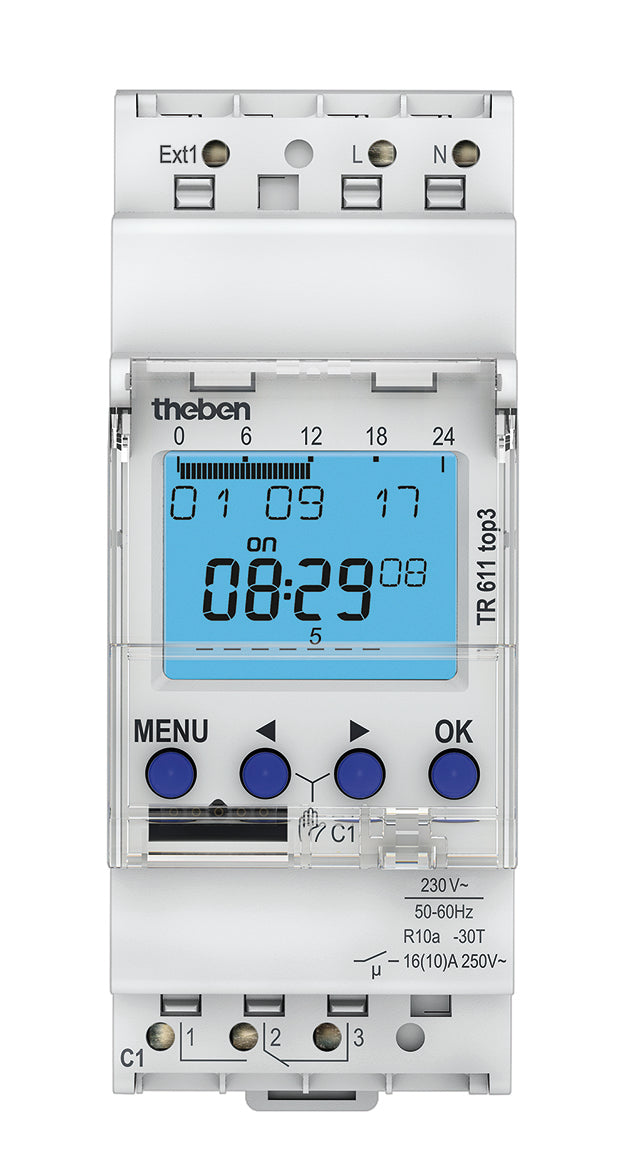 Digitale Zeitschaltuhr mit Wochenprogramm, TR 611 top3. Sichere Übertragung per optionalem Bluetooth Low Energy OBELISK top3.3 Sonderprogramme (Kleines Jahresprogramm). 