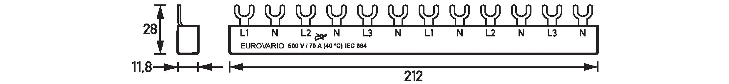 Doepke Doepke Gabelsammelschiene 4p, 12 TE, 63 A ((L1+N, L2+N, L3+N)..)