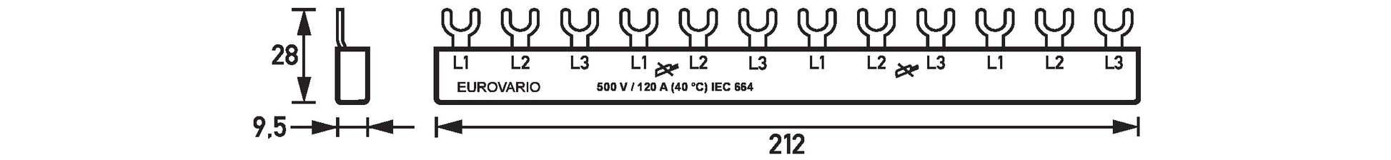 Doepke Doepke Gabelsammelschiene 3p, 12 TE, 63 A ((L1, L2, L3) x 4)