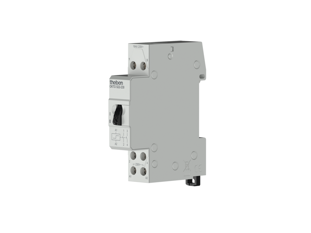 Theben OKTO S22-230, Elektromechanischer Stromstoßschalter mit 2 Kanälen/Kontakten (Schließer).