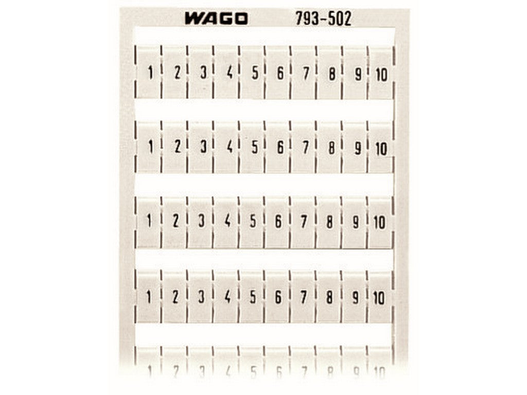 WAGO 793-502 WMB-Beschriftungskarte bedruckt 1 ... 10 Aufdruck waagerecht weiß