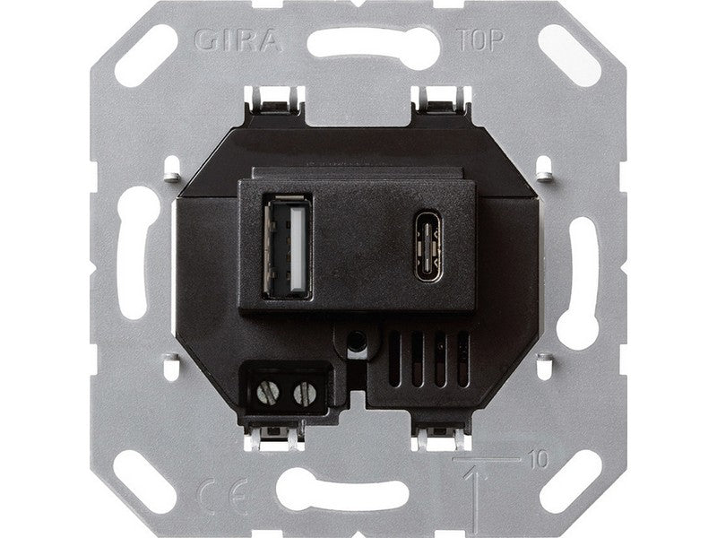 GIRA 236900 Einsatz USB-Spannungsversorgung 2fach Typ A/C, Schwarz